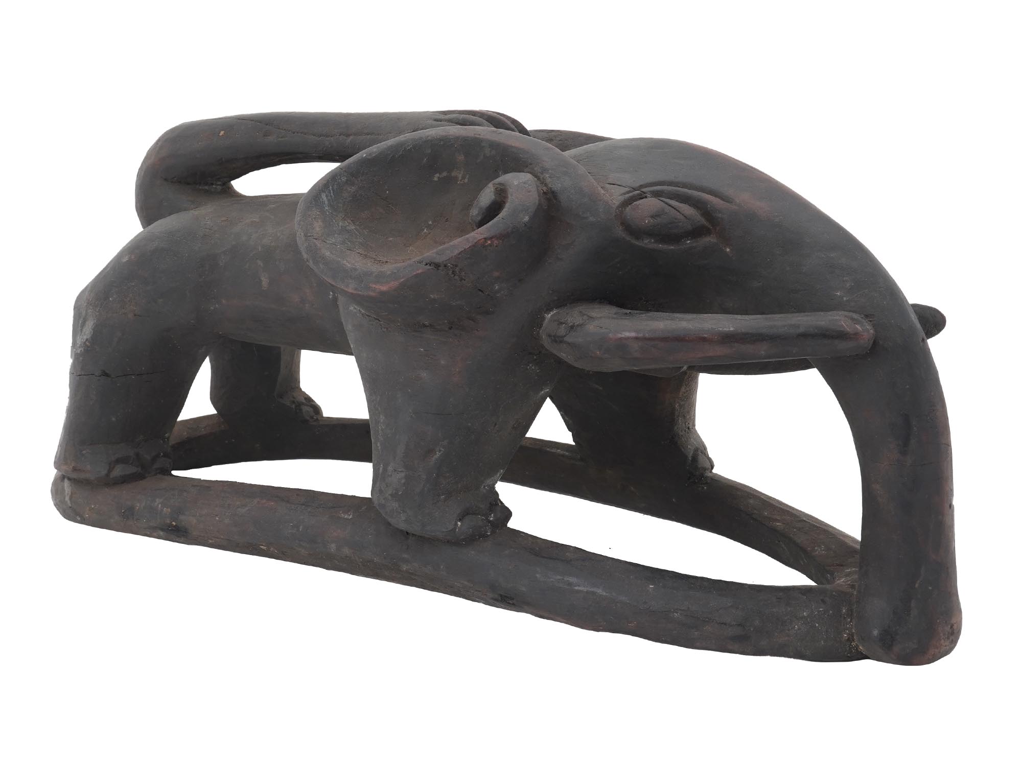 AFRICAN CONGO CARVED WOODEN FIGURINE OF ELEPHANT PIC-3